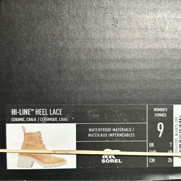 Sorel Women's Hi-Line Heel Lace Boots in Ceramic, Chalk - Picture 5 of 5
